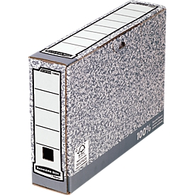Archiefdozen Bankers Box - FSC gerecycled karton - rug 80 mm - wit-grijs - 10 stuks