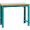 Manuflex Werkbank Profi Standard, Tischplatte Kunststoff B 1250 x T 700, wasserblau